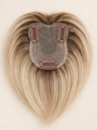 Hair topper underside with three clips