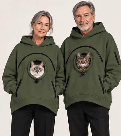 MINION Cat Cuddle Hoodie - Army Green